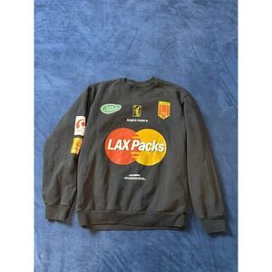 LAX Packs Retro Graphic Crew Neck Sweatshirt Mens Medium Black Streetwear Art
